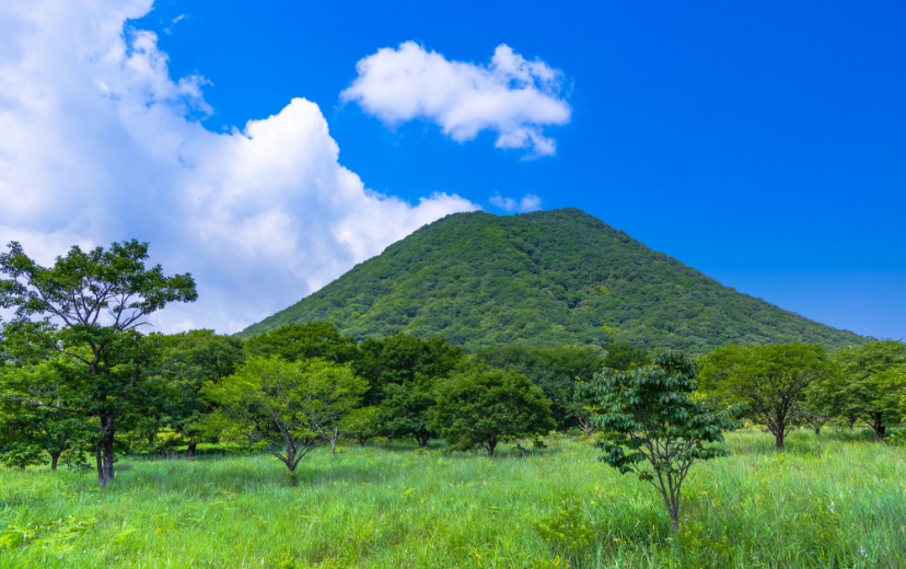 榛名山と榛東村の風景